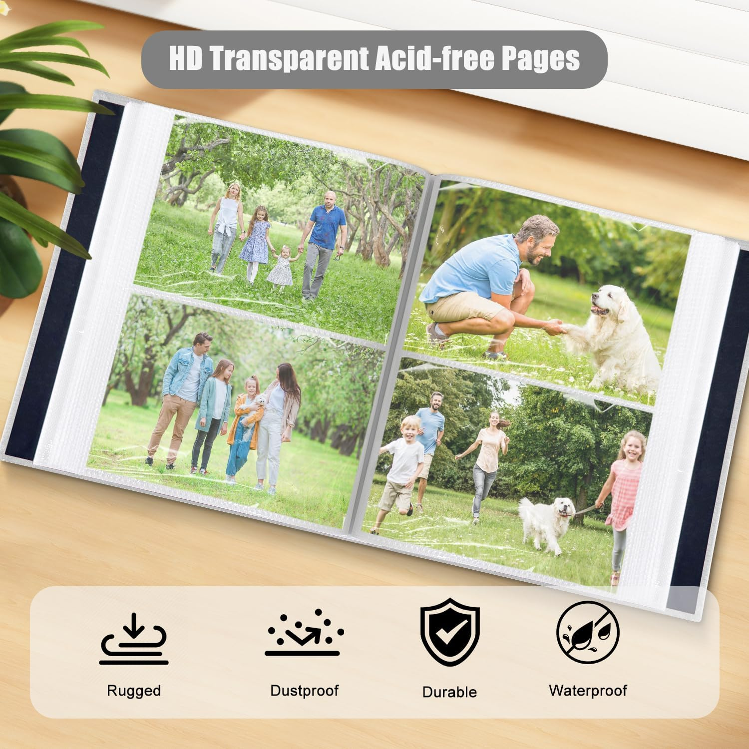 200-Pocket Photo Album 4X6 - Slip-In Picture Album with Linen Cover & Display Window, Vertical Photo Book for Wedding, Family, Baby, Anniversary & Vacation Memories (Holds 200 Photos) image number 5