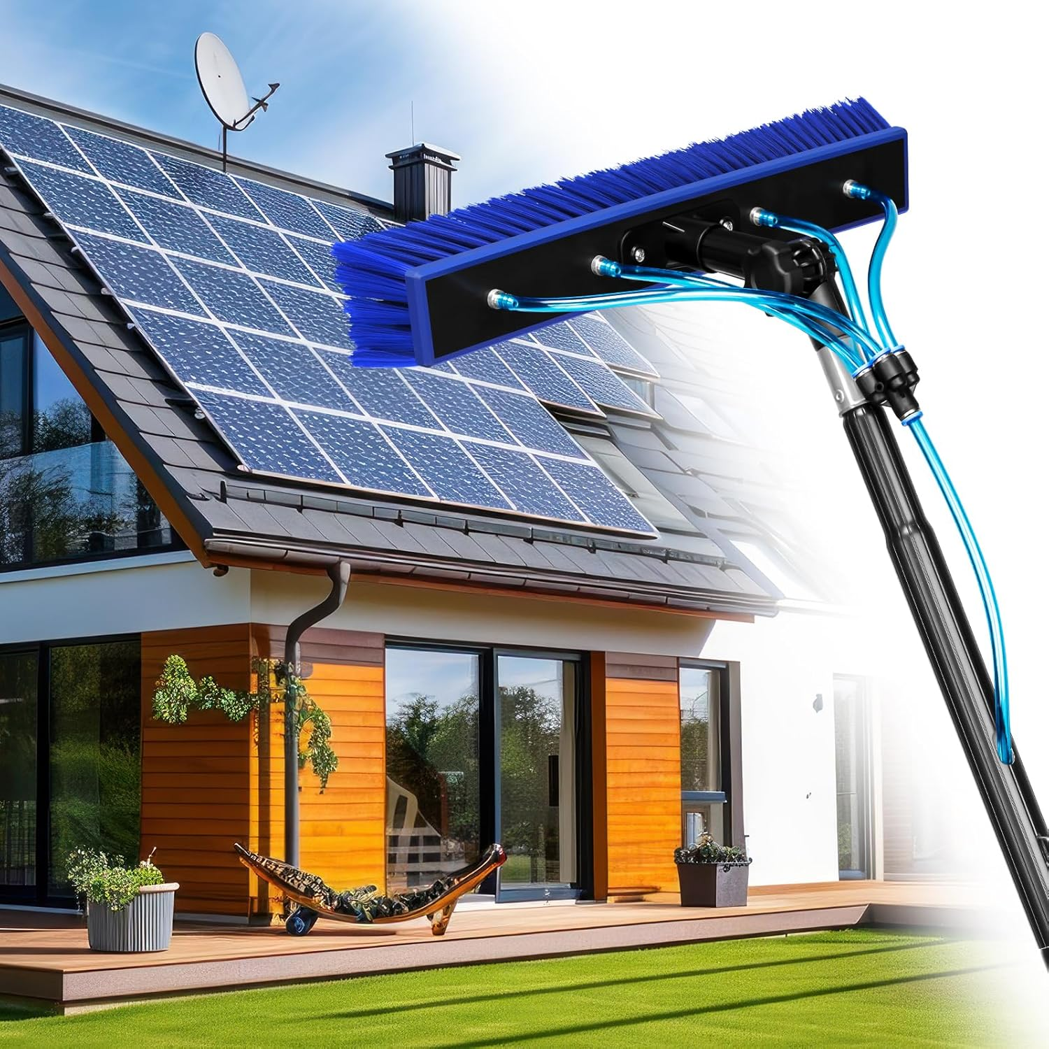 Window Solar Panel Cleaning Kit, 12M Length Window Washing Cleaner Equipment, Water Fed Pole Kit, Solar Panel Roof Glass Cleaner Tool image number 4