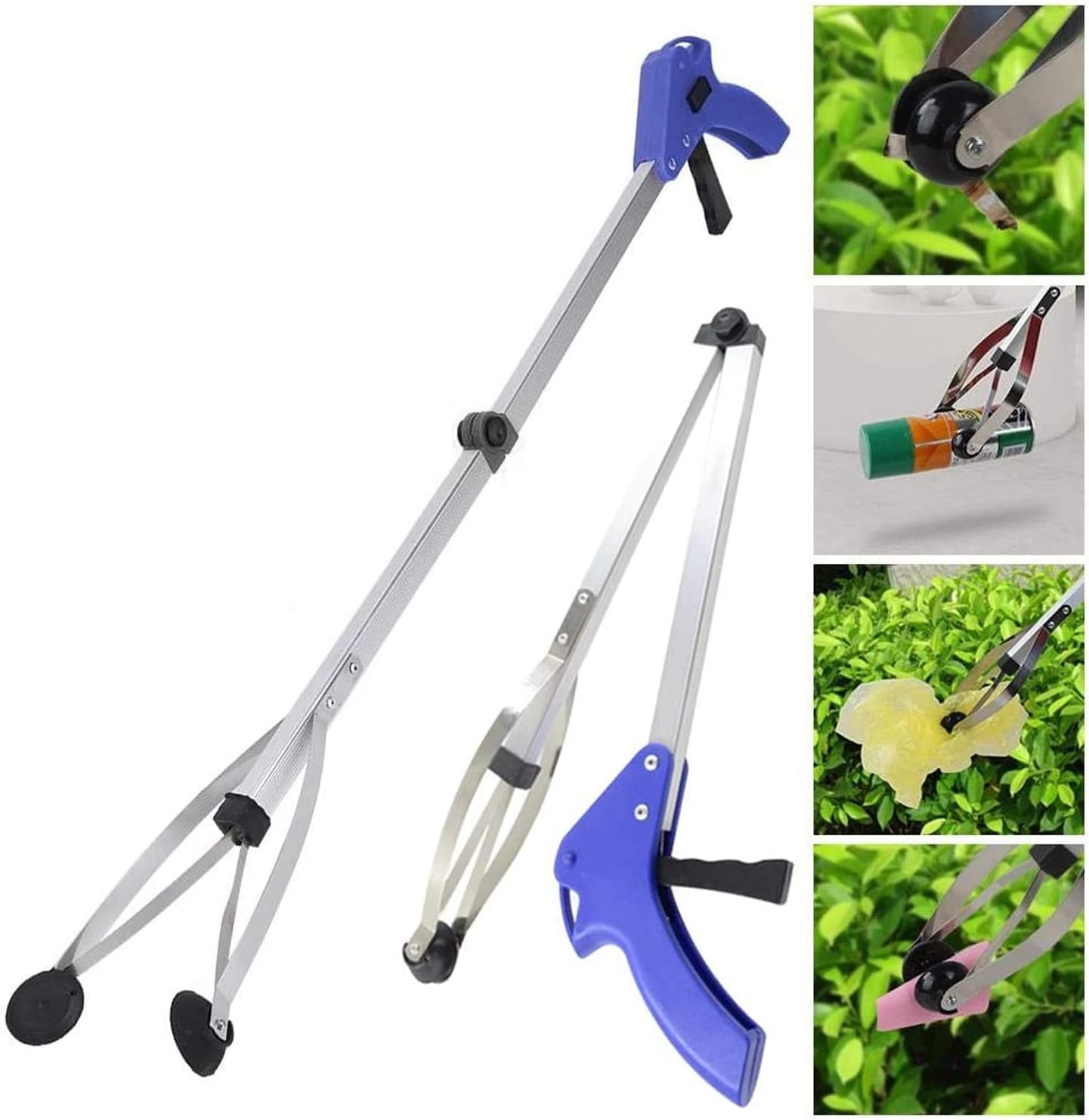 Yotsuba Grabber Reacher Tool, 80Cm Foldable Grabbers for Elderly, Lightweight Extra Long Handy Trash Claw Grabber, Mobility Aid Reaching Assist Tool for Trash Pick Up, Nabber, Litter Picker, Arm Extension (Blue) image number 6