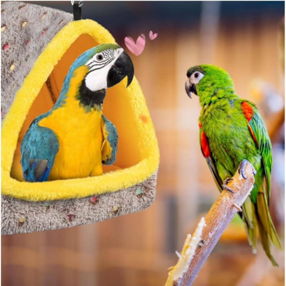 Goxfaca Large Warm Bird Nest House, Cozy Bird Bed for Cage with Mat, Hanging Hammock Shed Hideaway Hut for Macaw African Grey Amazon Parrots image number 4