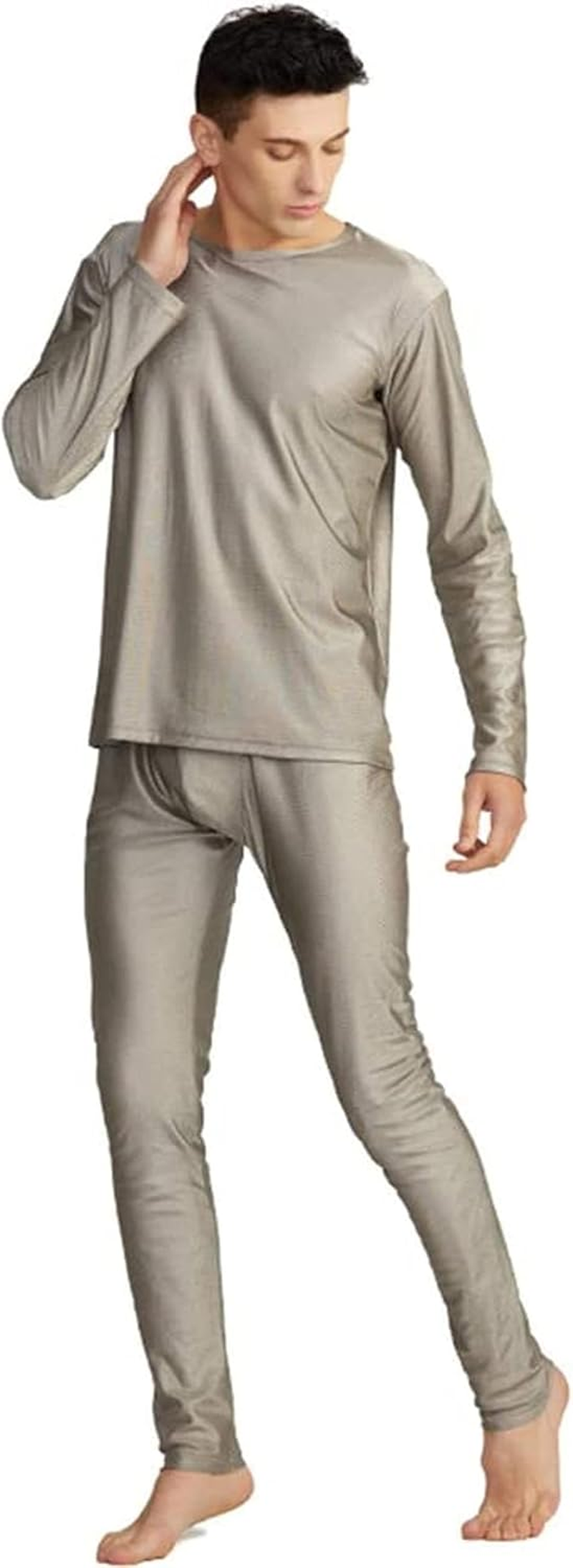 Electromagnetic Radiation Protective Long Underwear, Silver Fiber, EMF Shielding Household Casual Wear for Men, Protect Health,2Xl,Tops