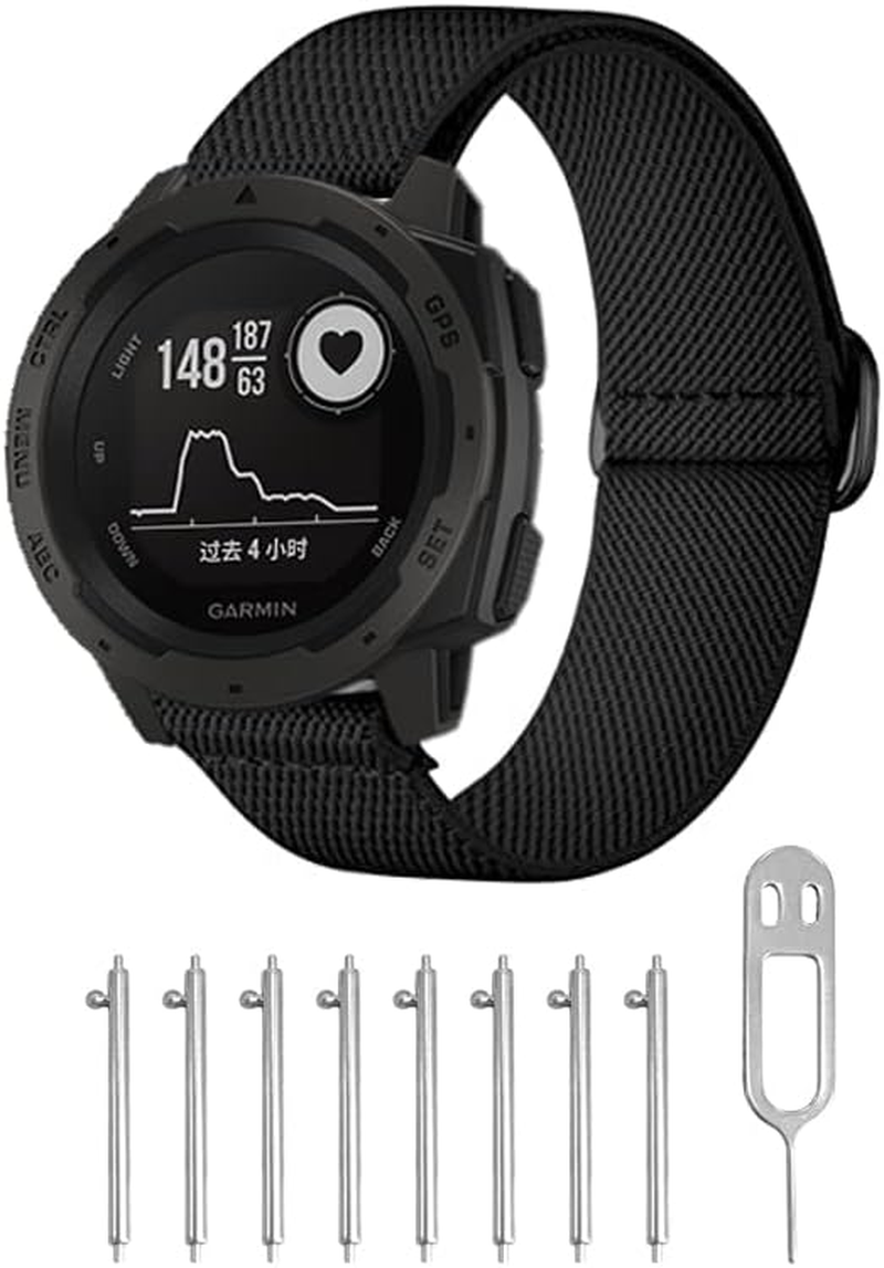 3 Packs Stretchy Nylon Bands Compatible with Garmin Instinct/Instinct 2 Solar, 22Mm Sport Breathable Wristband for Garmin Instinct Tactical/Solar/Tide/Esports