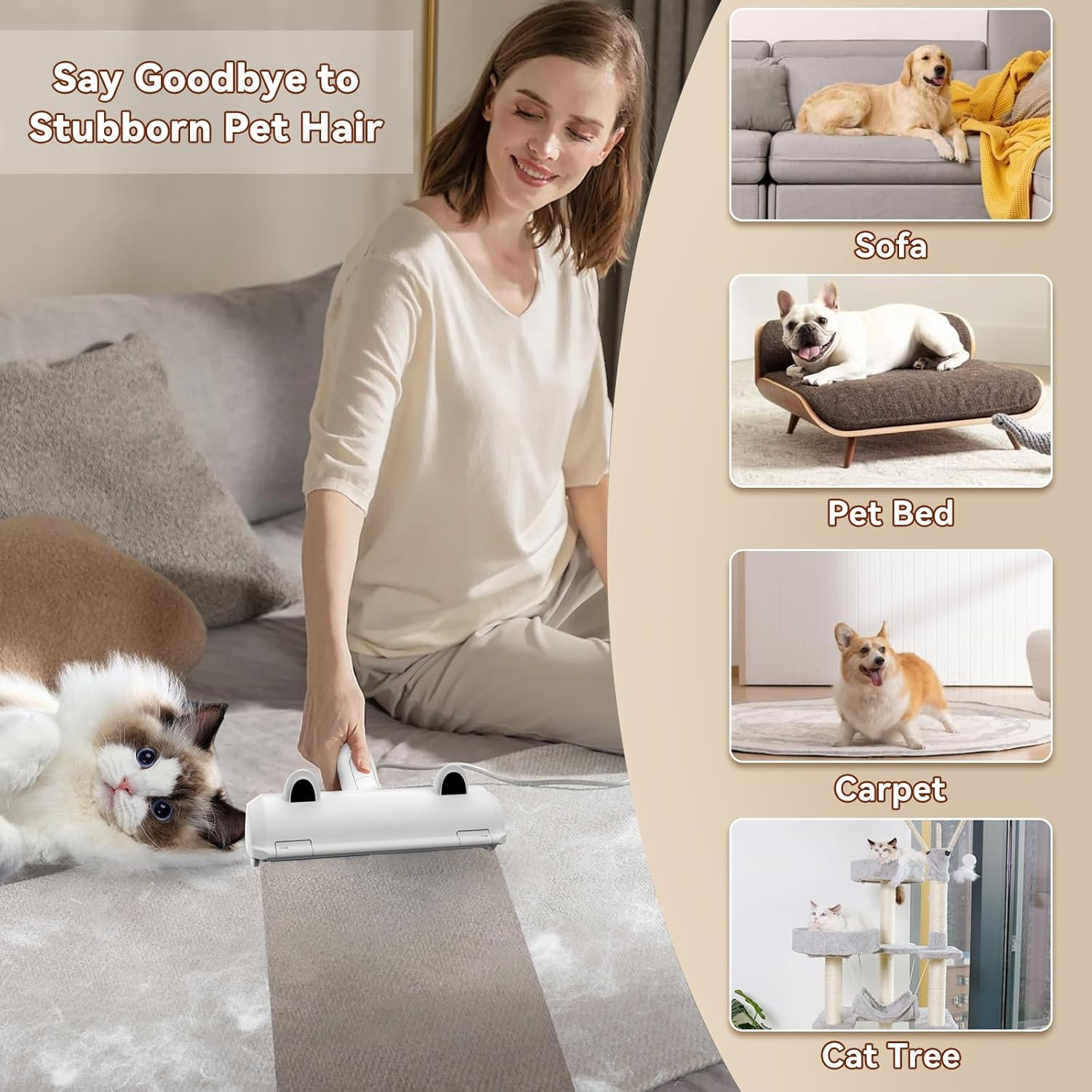 JORAGO Pet Hair Remover Roller - Reusable Lint Rollers, Dog and Cat Fur Removal Brush Device, Self-Cleaning Animal Fur Remover Tool for Carpet, Car Detailing, Clothes, Couch, Furniture, Bed, Laundry image number 3