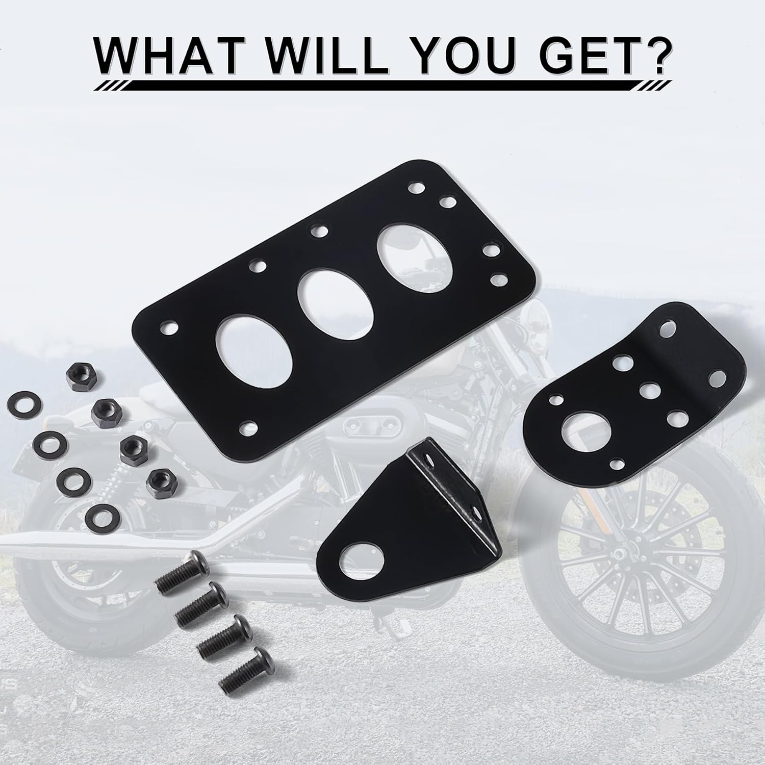 Livtee Motorcycle Side Mount License Plate Bracket Compatible with Harley Made Aluminum Alloy for Most Bike Motorcycle - Silver,Black image number 5