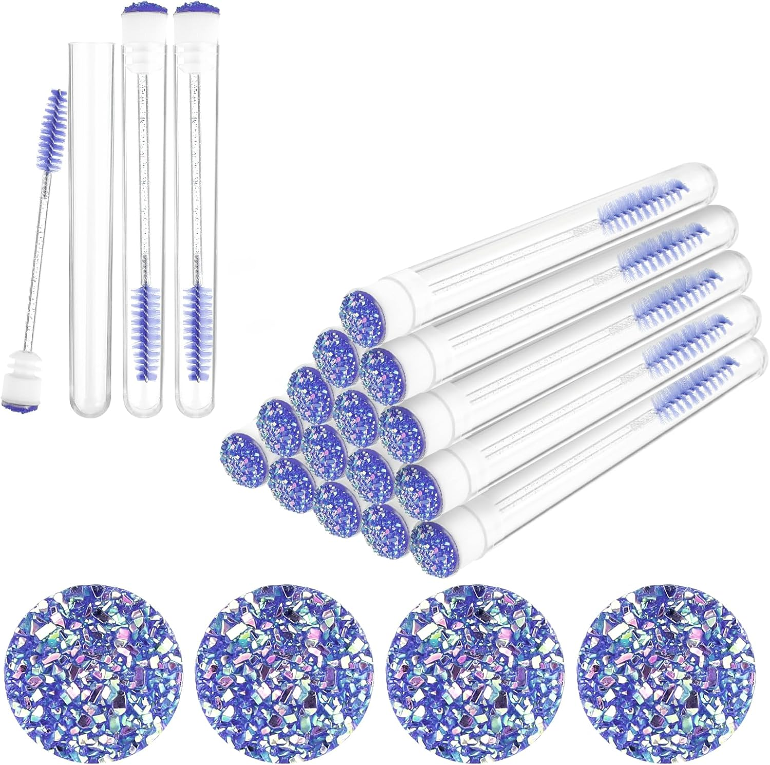 Disposable Mascara Wand Tubes, 40 PCS Bendable Eyelash Brush Lash Brushes Spoolie Lash Applicators Kits Supplies for Eyelash Brow Extensions Makeup (Purple) image number 5