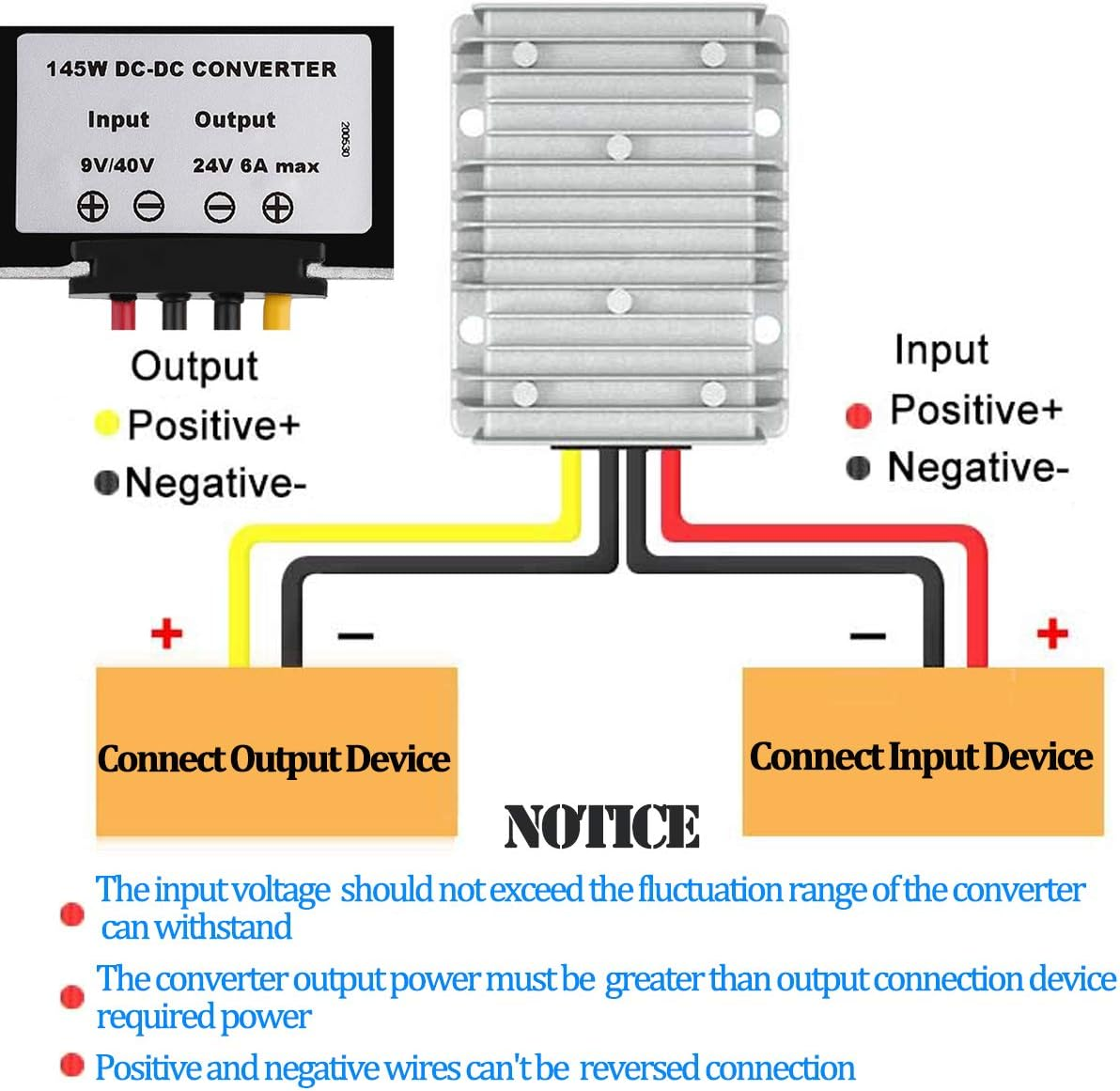 DC Voltage Reducer Automatic Buck Boost Converter DC 9V-40V to 24V 6A Step down up Regulator Waterproof Module Transformer for Golf Cart Club Car