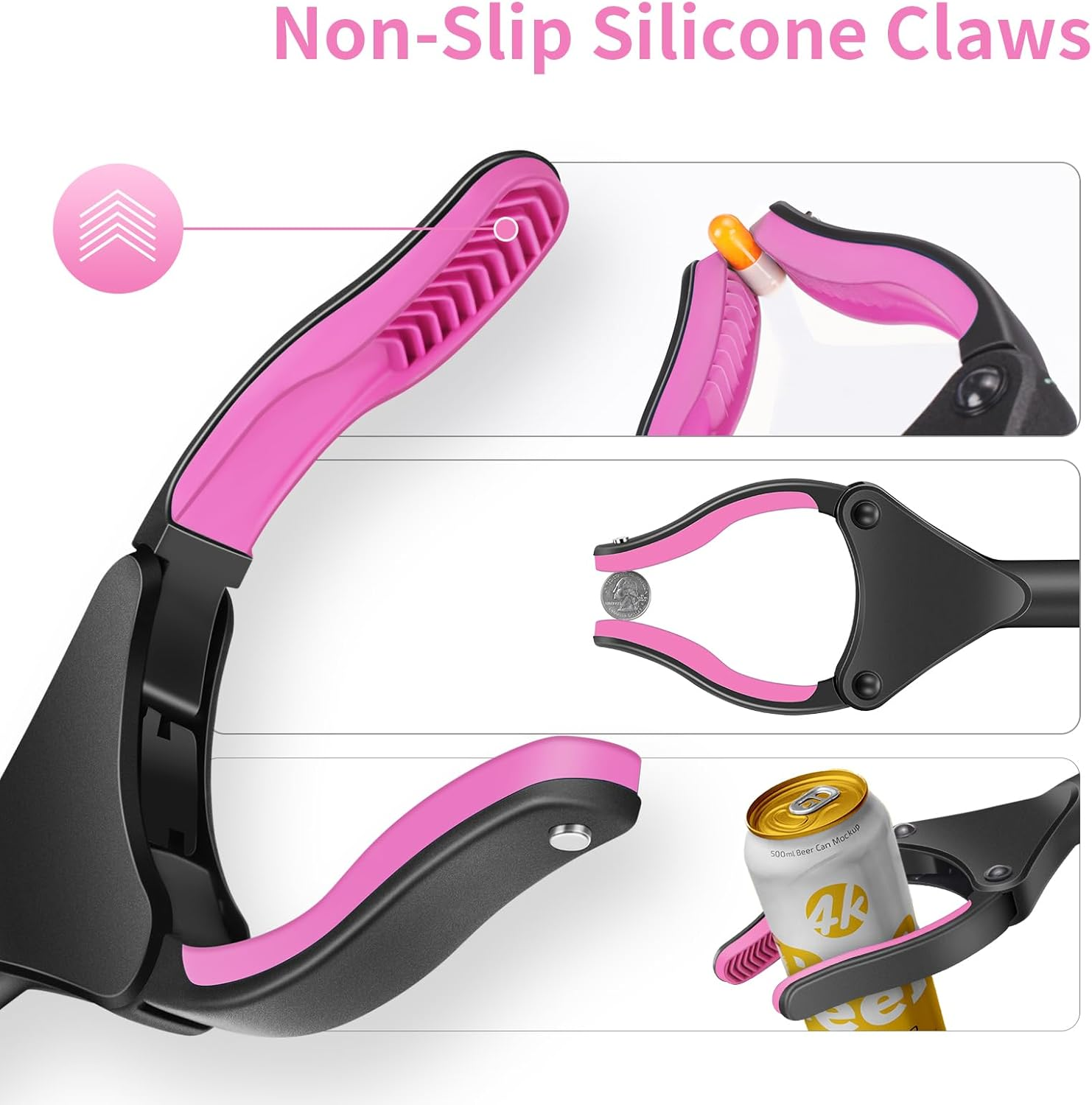 48" Grabber Reacher Tool-Extra Long Grabber for Seniors and Elederly Pickup Tool Trash Picker Foldable Gripper and Reaching Tool Pick up Stick Grabbers for Surgery Recovery Must Haves Gifts(Pink) image number 4