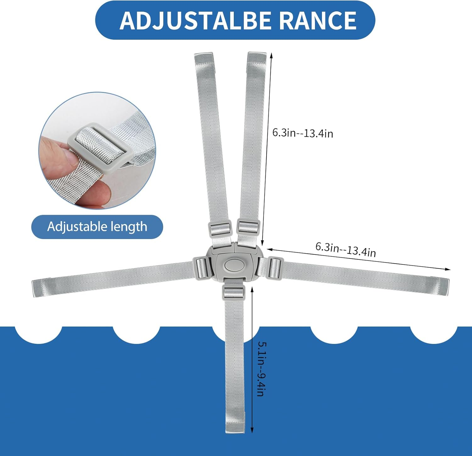 Adjustable High Chair Straps Replacement Compatible with Ingenuity for Most for Most 5 Point High Chairs,Secure Buckle,1Pc image number 3