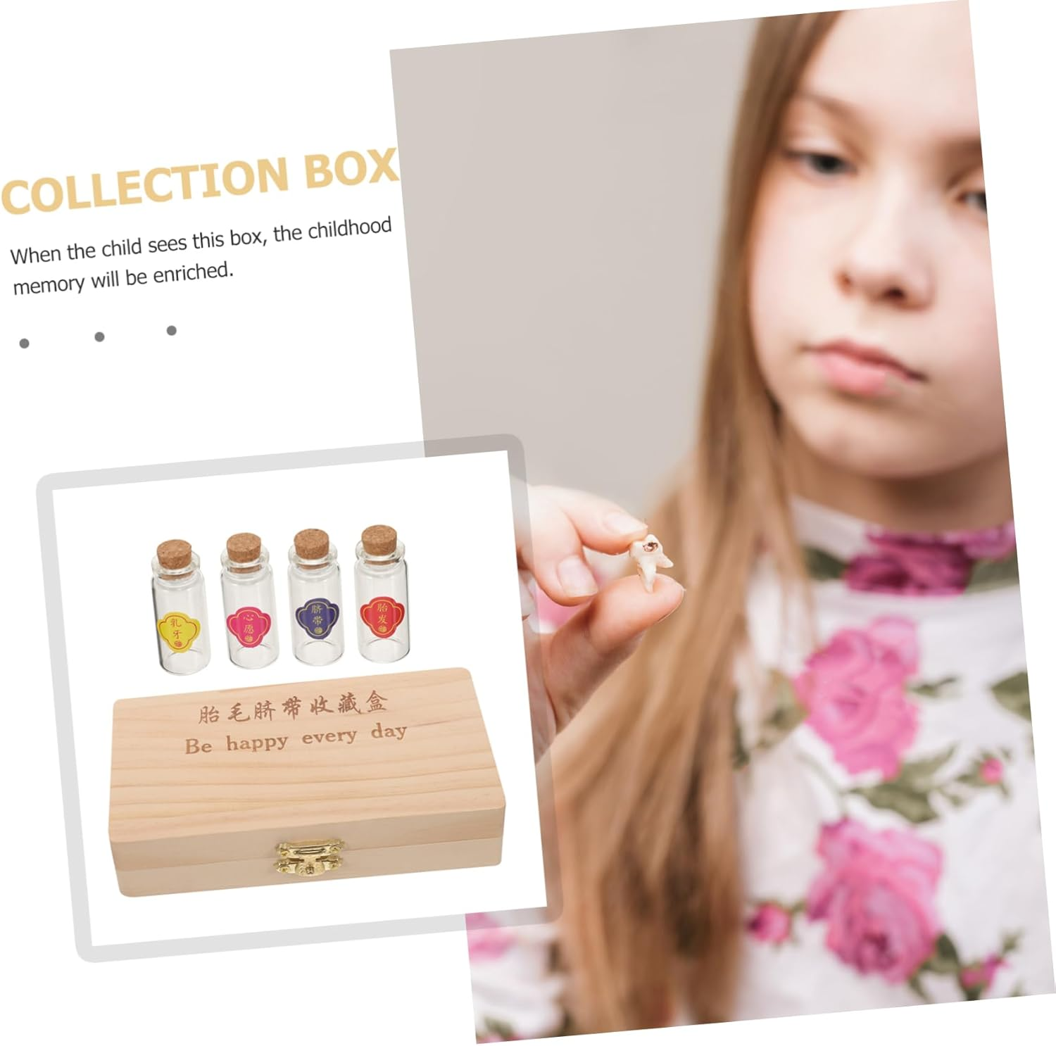 UPKOCH 1 Set Tooth Keepsake Box for DIY Storage Organizer for Teeth Hair Cord Independent Compartments Memory Boys