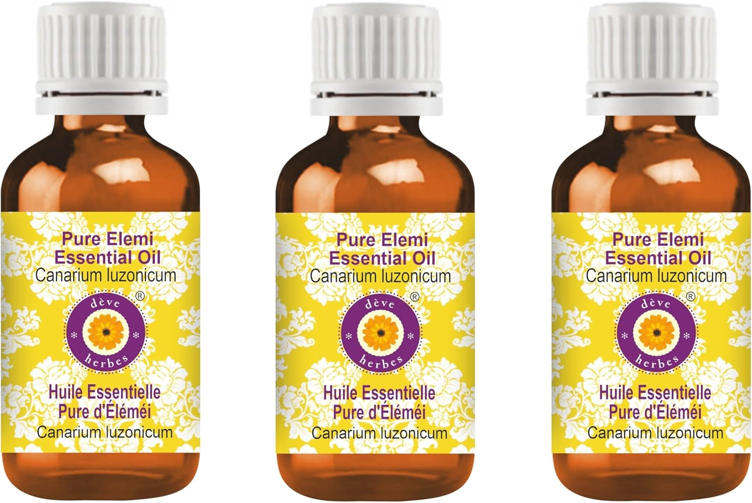 Deve Herbes Pure Elemi Essential Oil (Canarium Luzonicum) Natural Therapeutic Grade Steam Distilled (Pack of Three) 100Ml X 3 (10 Oz) image number 1
