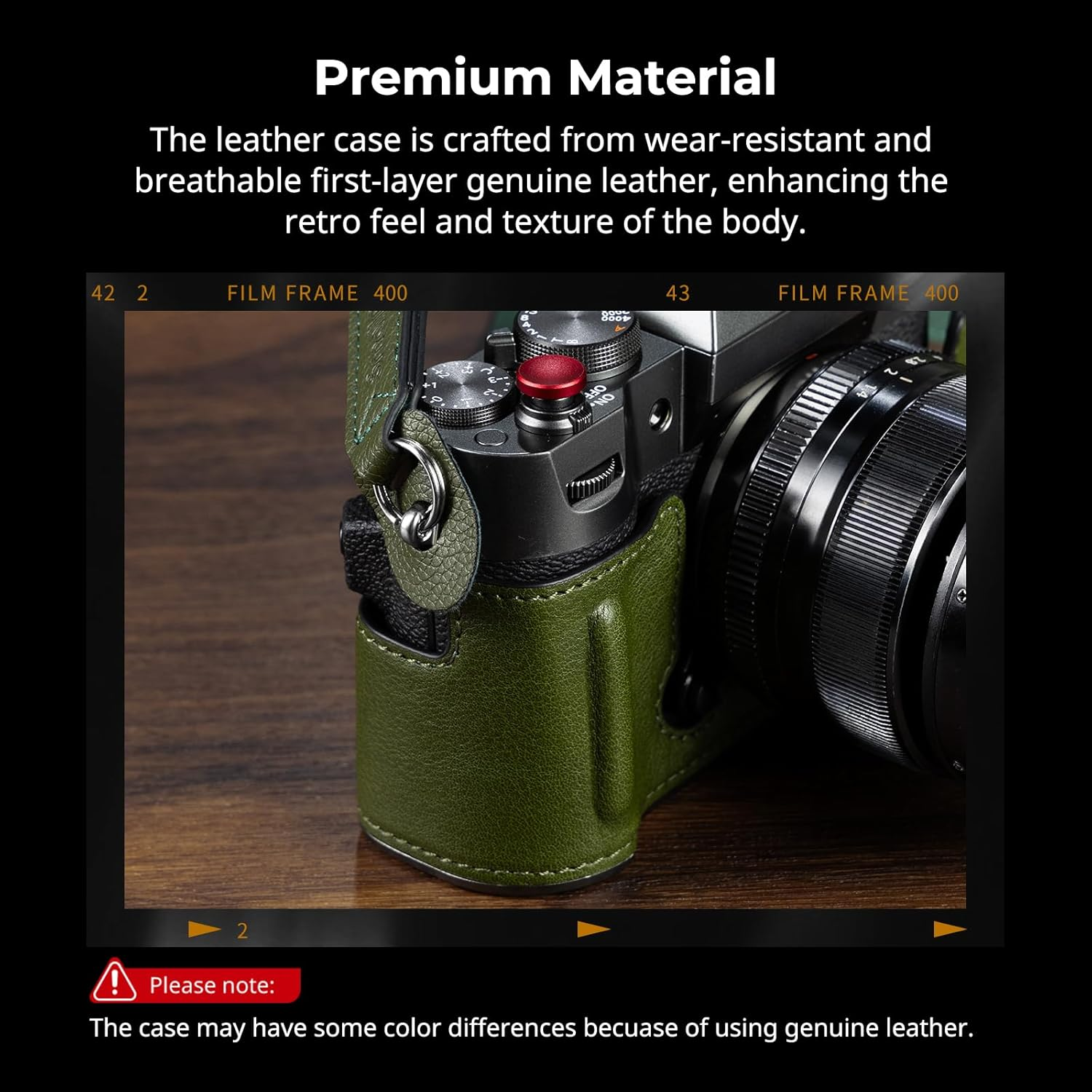 SMALLRIG X-T50 Half Leather Case Kit with Shoulder Strap, Retro Style Camera Case with Aluminum Alloy Frame for FUJIFILM X-T50, Green - 4711 image number 2