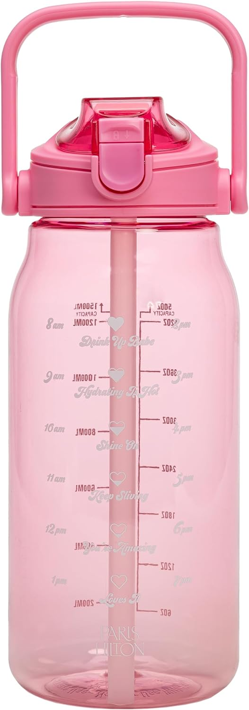 Paris Hilton Motivational Water Bottle, 50-Ounce, Standard, Pink image number 3