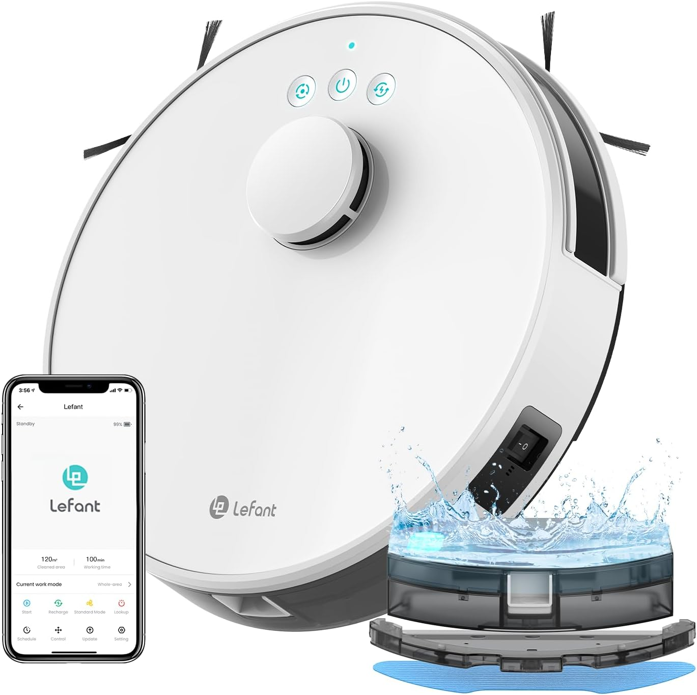 Lefant Robot Vacuum and Mop, Updated Mapping Dtof Navigation, Custom Cleaning, Multi-Floor Mapping, 4000Pa Powerful Suction, No-Go Zones, APP, Alexa & I Watch Control, Support 2.4G & 5G Wifi, M1 image number 6