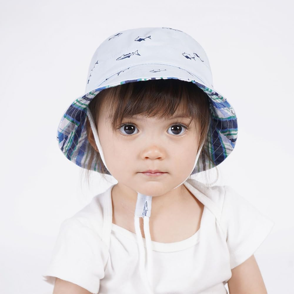 Baby Toddler Kids Bucket Sun Hat Summer Sun Protection Beach Hat for 6 Months - 4 Years Boys Girls image number 3