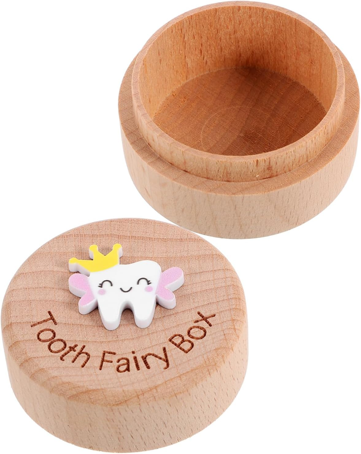 Deciduous Tooth Box Wooden Boys and Girls Teeth Holder Fetal Hair Case Keepsake Box Storage Container image number 1