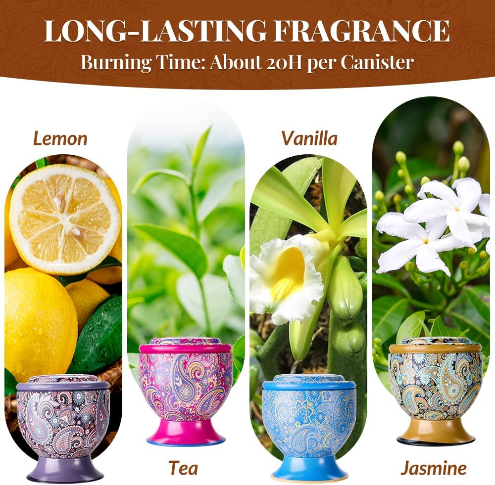 WOTOW 4-Pack Scented Candle Set, 3.5Oz Relaxing Natural Soy Wax Aromatherapy Candle in Metal Cup, 20 Hour Burn Time, Ideal Home Christmas Birthday Valentine Thanksgiving Mothers Day image number 5