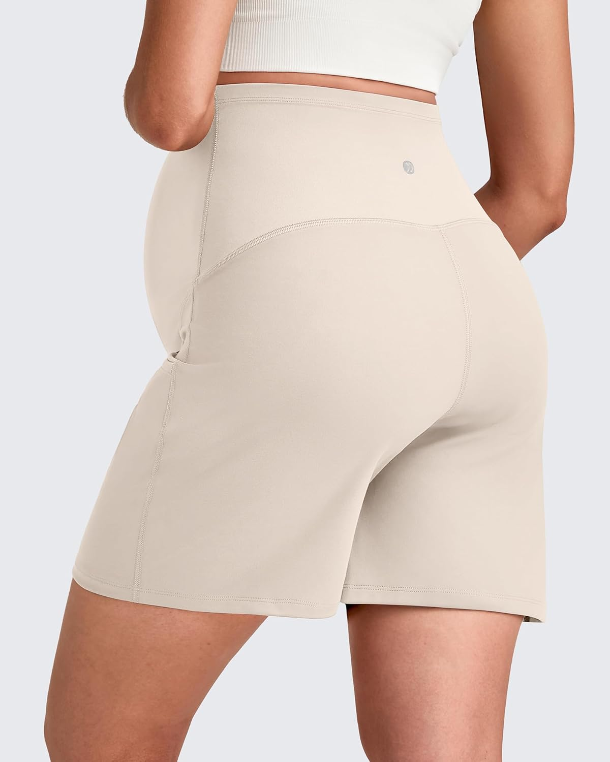 G4Free Maternity Shorts with Pockets over the Belly Stretchy 6'' Pregnancy Yoga Pants Athletic Workout image number 5