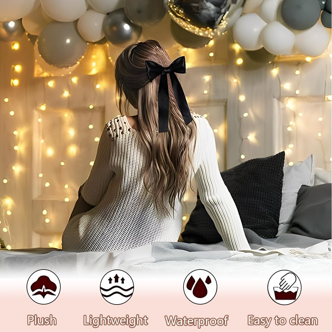 XUZOPIM Women'S Hair Bow, Pack of 3 Hair Clips, Chiffon Satin Ribbon Bow Hair, French Hair Bows Girls, Metal Bow Knot Clips Hair Accessories, Hair Pin for Women Girls, Red Black Apricot image number 5