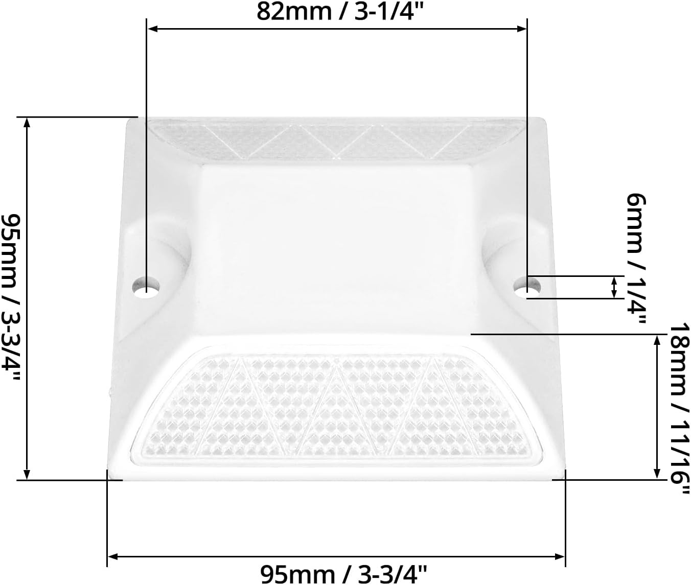 QWORK High Reflectivity Road Reflectors, Pack of 10 - Industrial Grade, Long Lasting, Adhesive Installation - for Speed Bumps, Crossings, Sidewalks, Pedestrian Crossing and Driveways image number 4