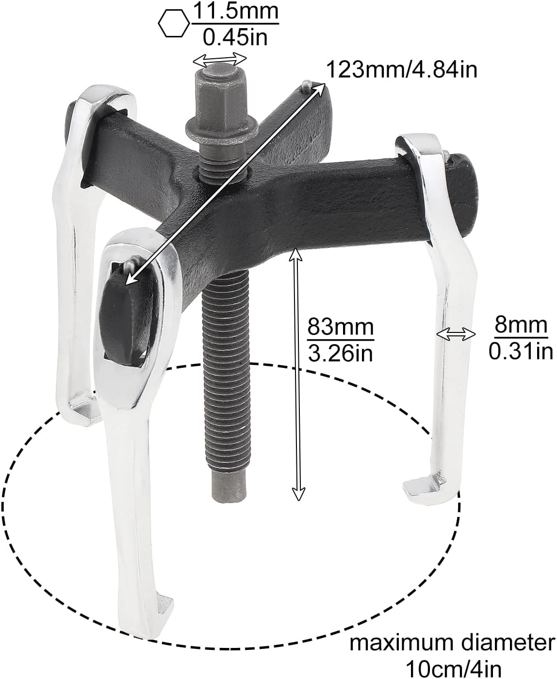 Chgimposs 4" 2 Jaw 3 Jaw Gear Puller, Adjustable Bearing Puller, Reversible Removal Tool for Internal External Pulling, Puller Tool for Removal of Pulleys Flywheels Bearings Gears image number 2
