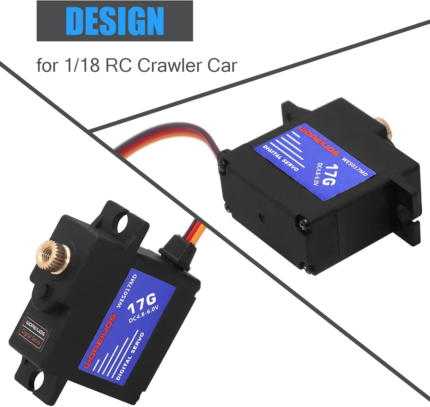 17G RC Digital Servo, High Torque Waterproof Metal Gear Servo with Servo Horn for Axial SCX24 Car Boat Model Upgrade Parts image number 2