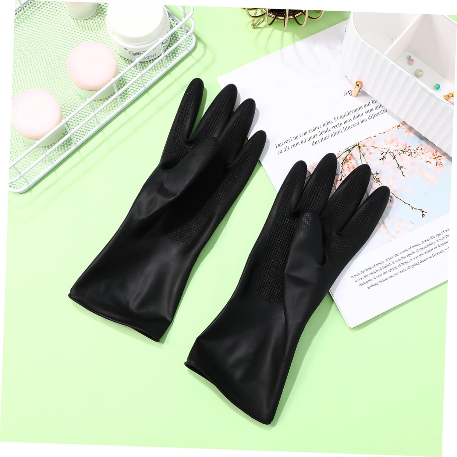 DEARMAMY 3Pairs Hair Dye Gloves Slip Resistant Shampoo Gloves for Hair Coloring Barber Salon Use Protective Washable for Women Men image number 1