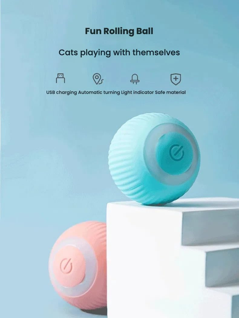 Interactive Smart Roller Cat Toy with Intelligent Obstacle Avoidance, USB Rechargeable Puzzle Ball with LED Lights, Quiet and Durable Design for Indoor Play (Pink) image number 3