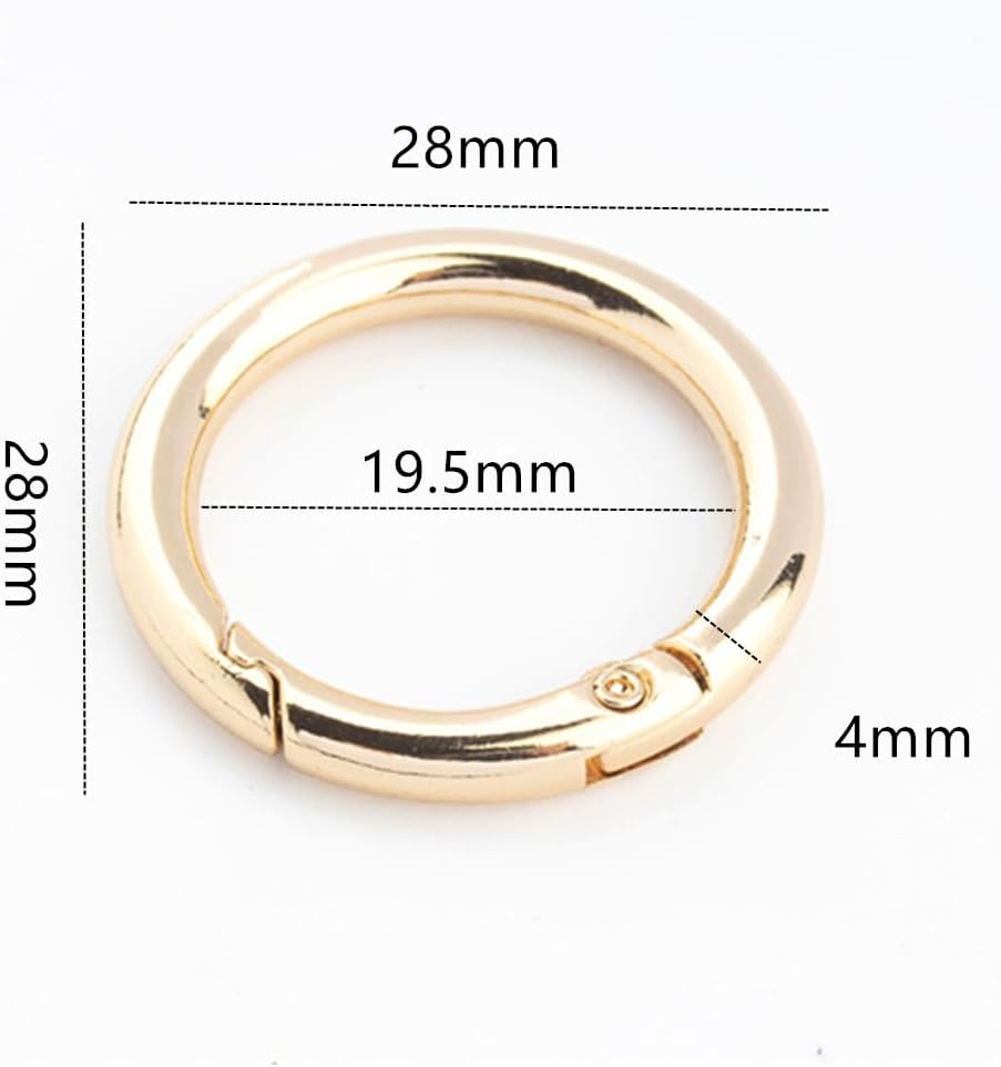Spring O Rings, Granmagazz 20Pcs Spring O Ring Zinc Alloy Spring Clip, Spring Snap Clip for Keychain Necklace Jewelry DIY Key Chains,Spring O Rings round Carabiner Snap Clip, Purse, Bag (Gold) image number 3