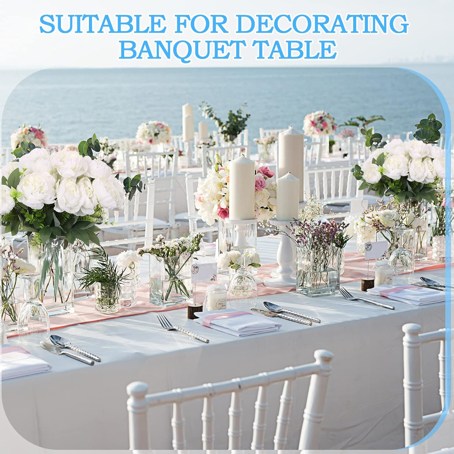 Yunlly 56 Heads Peonies 8 Bunches Artificial Peony Flowers Silk Fake Peony Flowers for Table Centerpieces Boho Home Decor Arrangement Decor Floral Bouquets Wedding Bouquet (White) image number 3