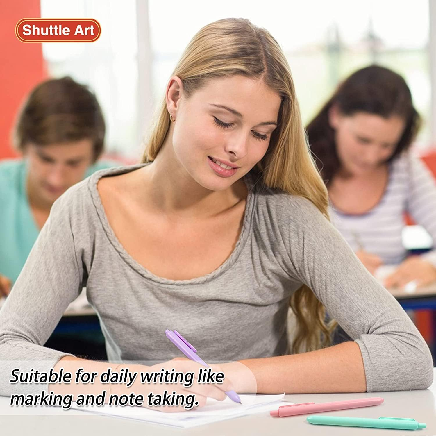 Shuttle Art Coloured Retractable Pastel Gel Ink Pens, 8 Colours Gel Writing Pens, Cute Pens 0.7Mm Fine Point Quick Drying for Writing, Drawing, Journaling, Notes-Taking, School Office Home image number 2