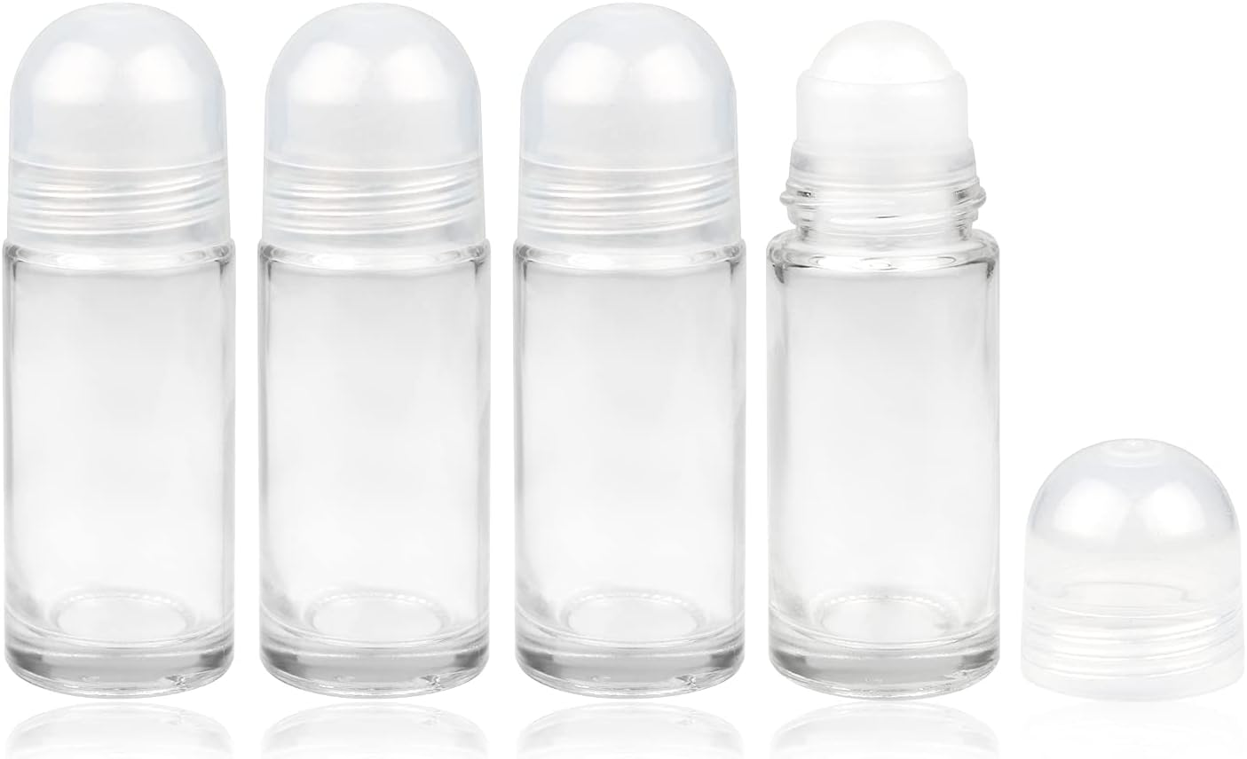 Wresty 4 Pcs 50Ml/1.7Oz Roll-On Deodorant Bottles Perfume Essential Oil Roller Bottles DIY Travel Deodorant Container with Plastic Roller Ball&Clear Cap