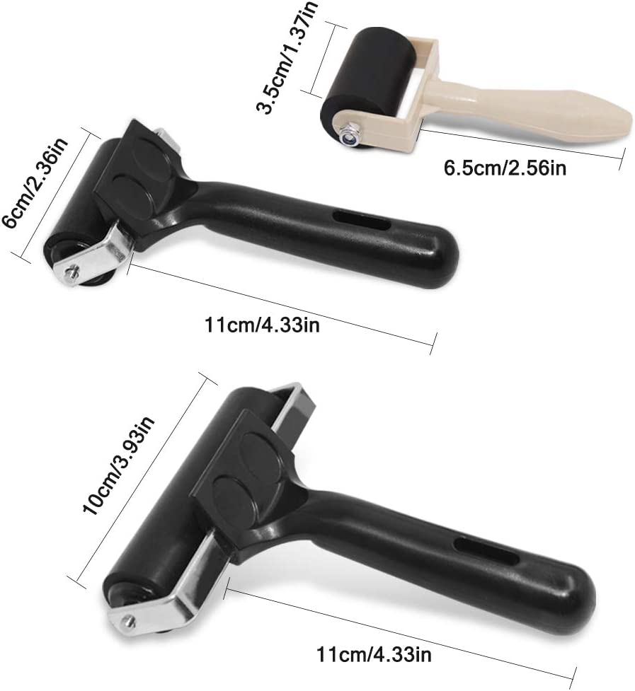 3Pcs Rubber Roller Brayer Rollers Glue Roller for Ink Paint Block Stamping, Printmaking Wallpaper and Arts & Crafts (1.37, 2.36 and 3.93 Inch) image number 1