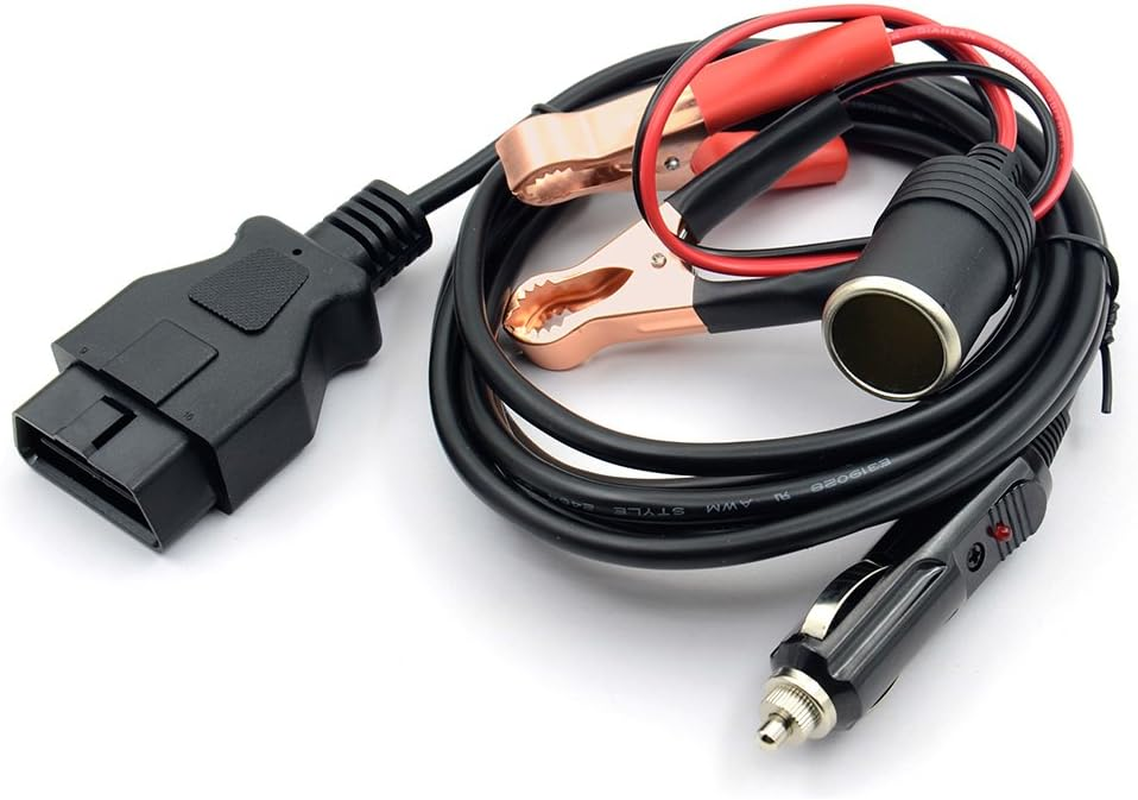 VSTM OBD II Vehicle ECU Emergency Power Supply Cable Memory Saver (3Meter) with Alligator Clip-On 12V Car Battery Cigarette Lighter Power Extension Socket image number 3