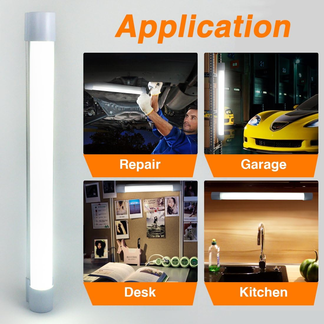 Camping Lights, LETOUR LED Tube Magnetic Work Light Bar 120W 1200Lumens 5 Dimmable Levels Camping Lantern USB Rechargeable Magnetic Lights Endurance for 80Hours (LT-LTK120 120Watts) image number 2