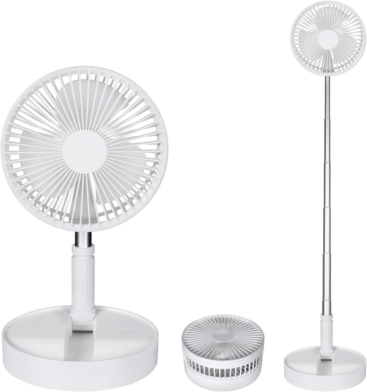 Portable Fan Rechargeable, Pedestal Fan, Foldaway Standing Fan, Desk and Floor Fan Wireless, with 7200Mah Battery Operated,Standing Fan for Home Kitchen Outdoor Camping (White) image number 6