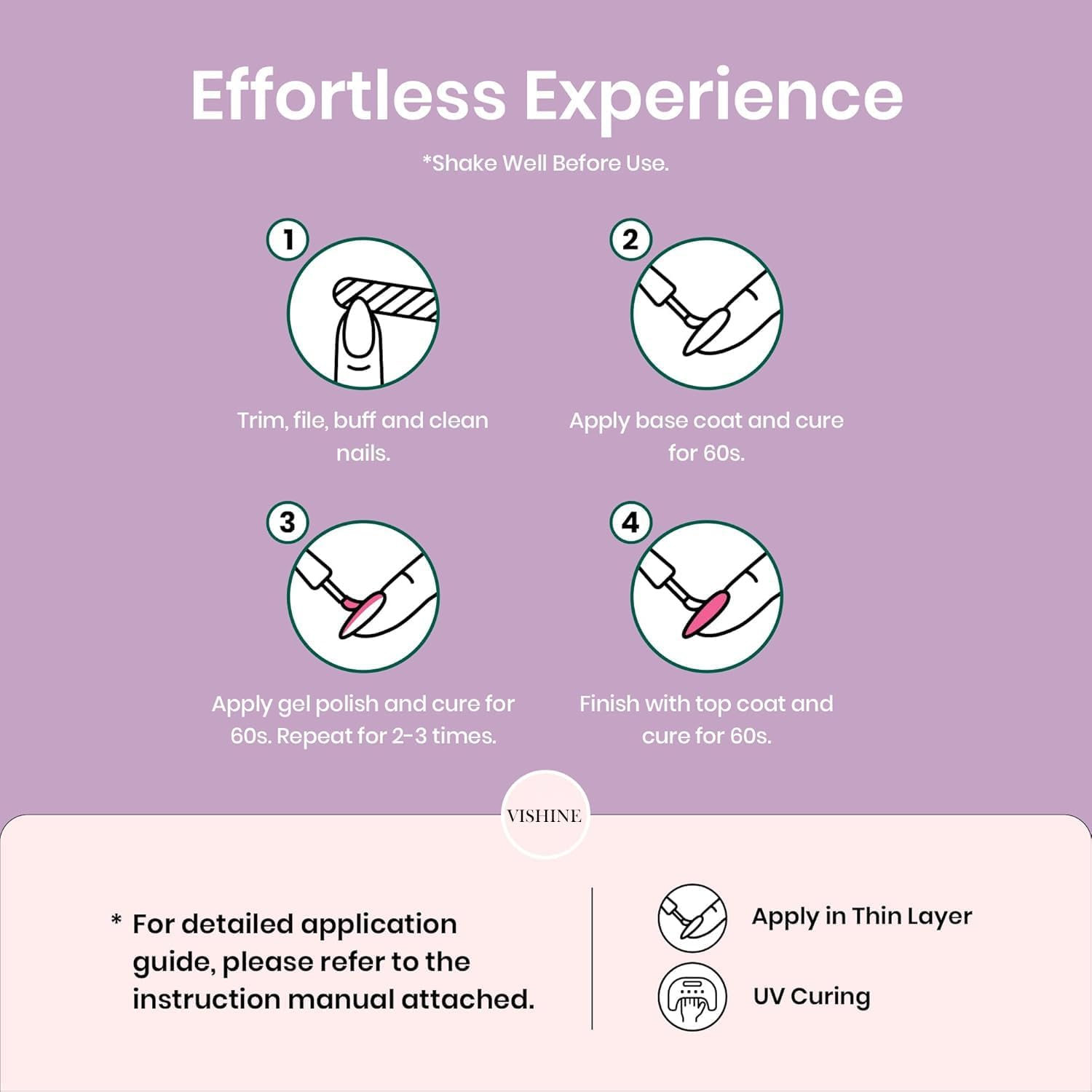 Vishine C02 8 Ml Semi-Permanent UV LED Gel Polish for Manicure and Nail Art image number 6