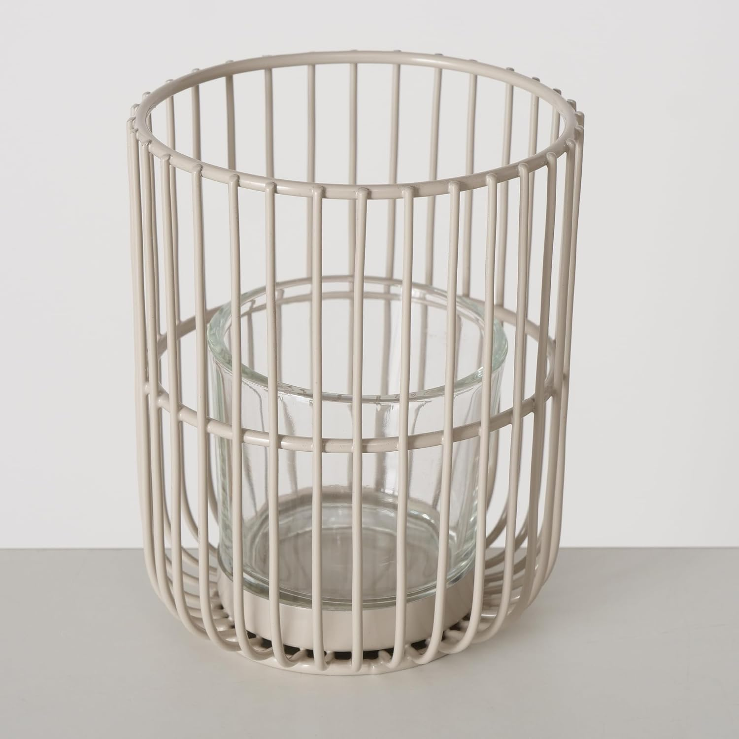 Boltze Cindy 2045316 Tea Light Holder Set of 2, Beige, Iron, Glass, 14-20 Cm High, Modern Design, Garden Decoration, Table Decoration, Candle Accessories, Lantern, Tea Light Glass image number 4