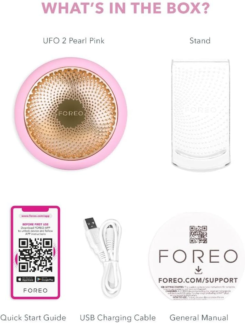 FOREO UFO 2 Supercharged Face Mask - Warming - Face Moisturizer - Dark Spot & Acne Scar Treatment for Face - anti Aging &ndash; Nourishing - Pearl Pink image number 1