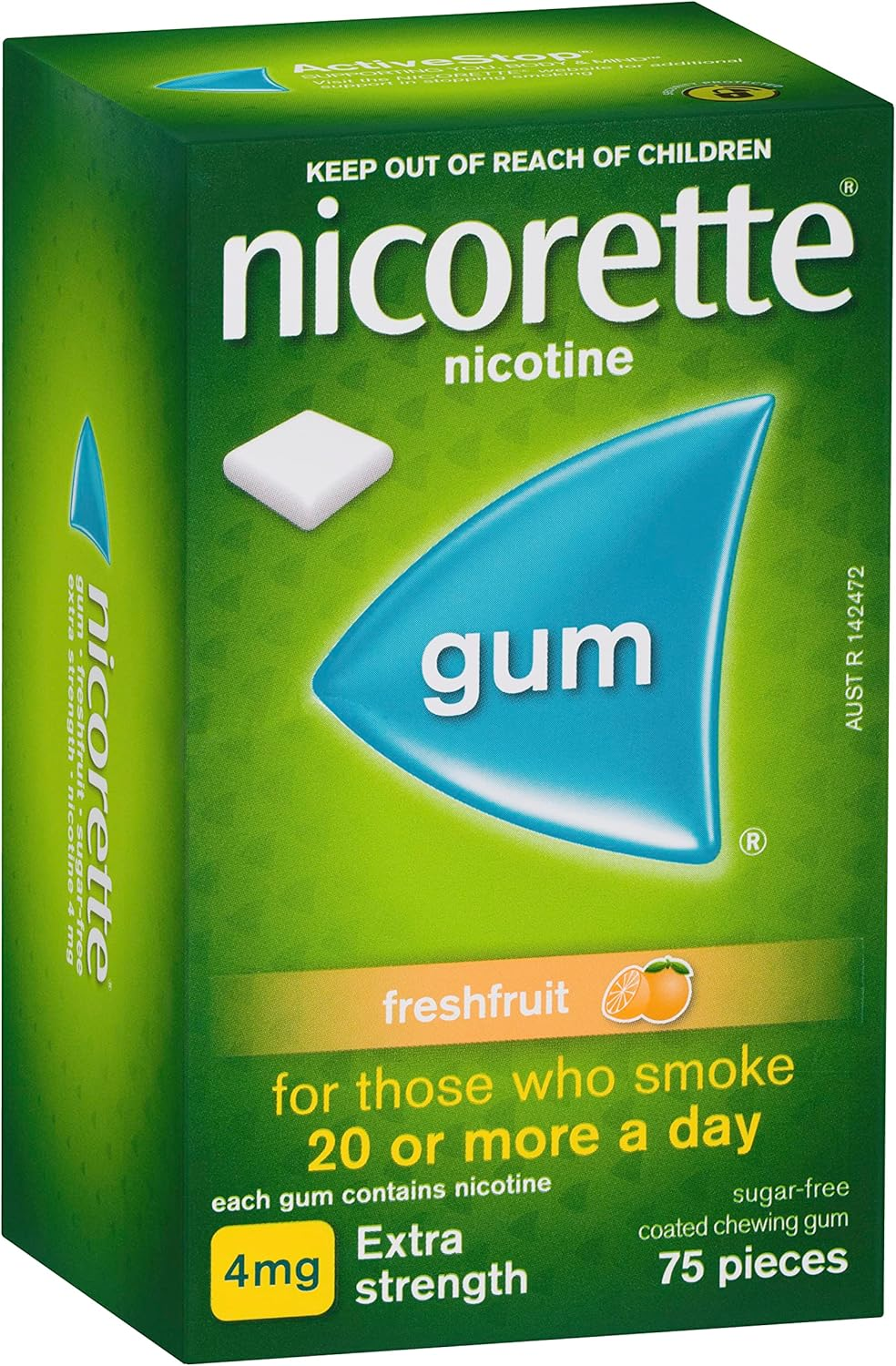 Nicorette Quit Smoking Extra Strength Nicotine Gum Freshfruit 75 Pack image number 2