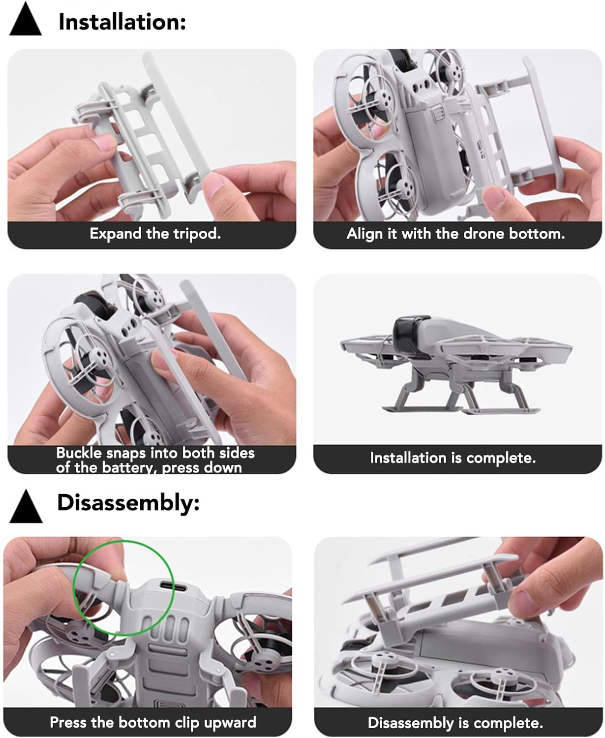 Foldable Landing Gear for DJI NEO, Drone Height Extended Leg Extension Kit, Quick Release Landings Gears Legs for DJI NEO Accessories image number 2