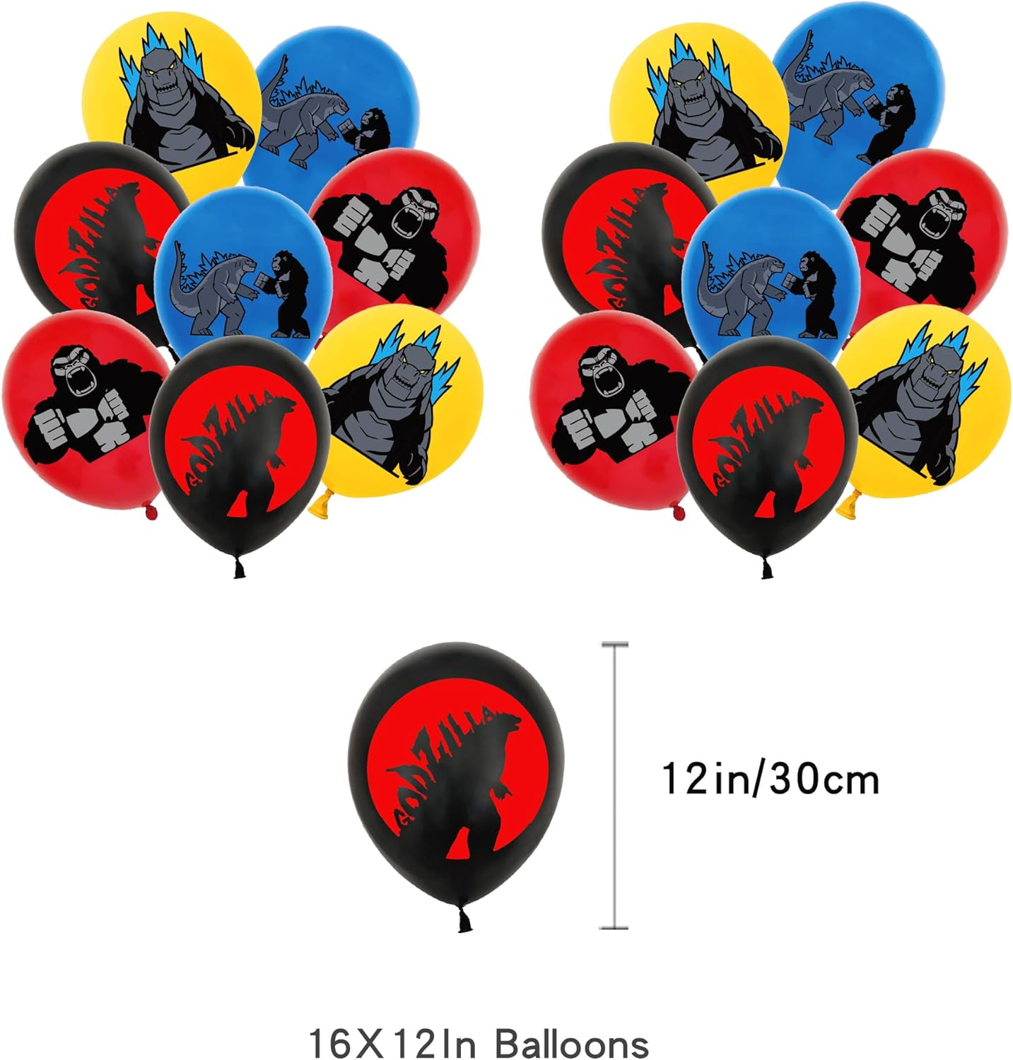 Godzilla Birthday Decorations - Banner, Latex Balloons, Cake & Cupcake Toppers for Kids' Party image number 4