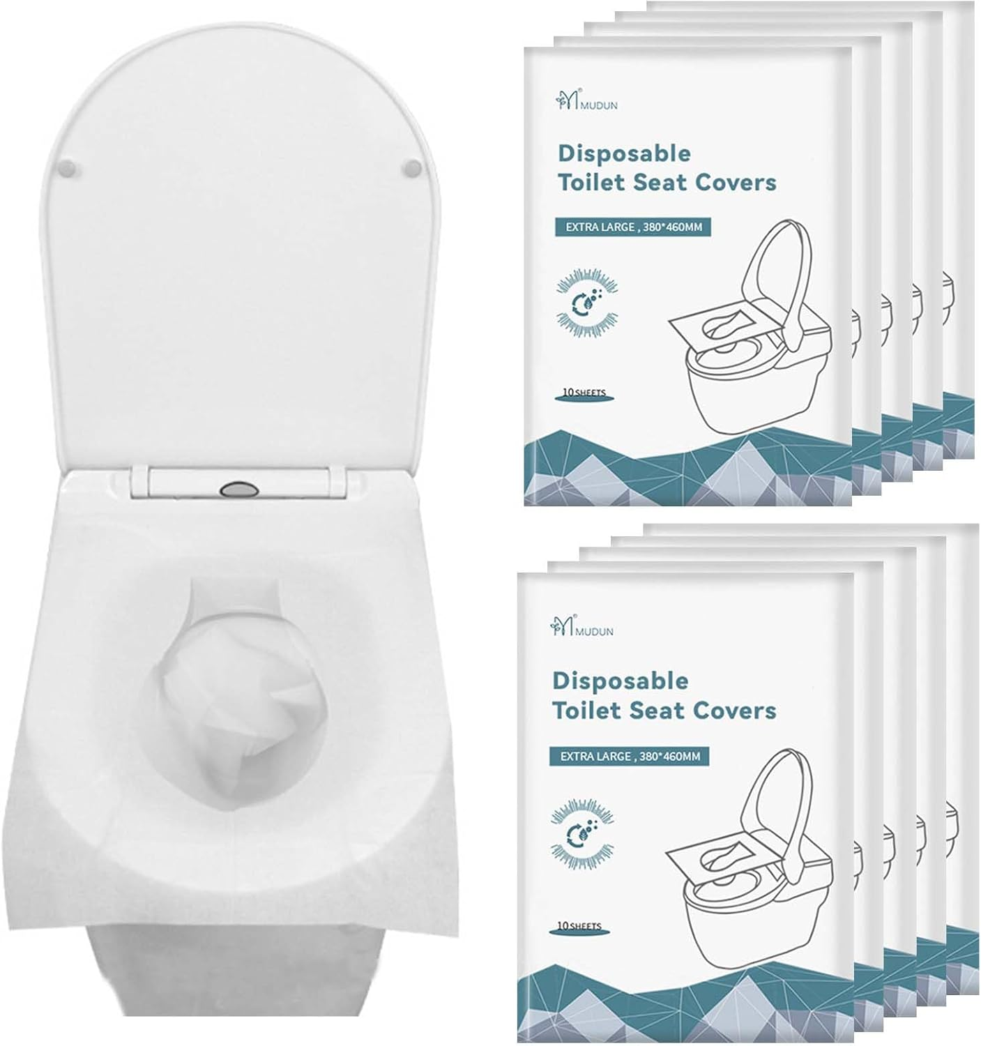 100 Pcs Disposable Toilet Seat Covers, Portable Flushable Paper Toilet Seat Cover for Travel,Public Restrooms,Airplane,Camping,Road Trips（460&times;380Mm） image number 1