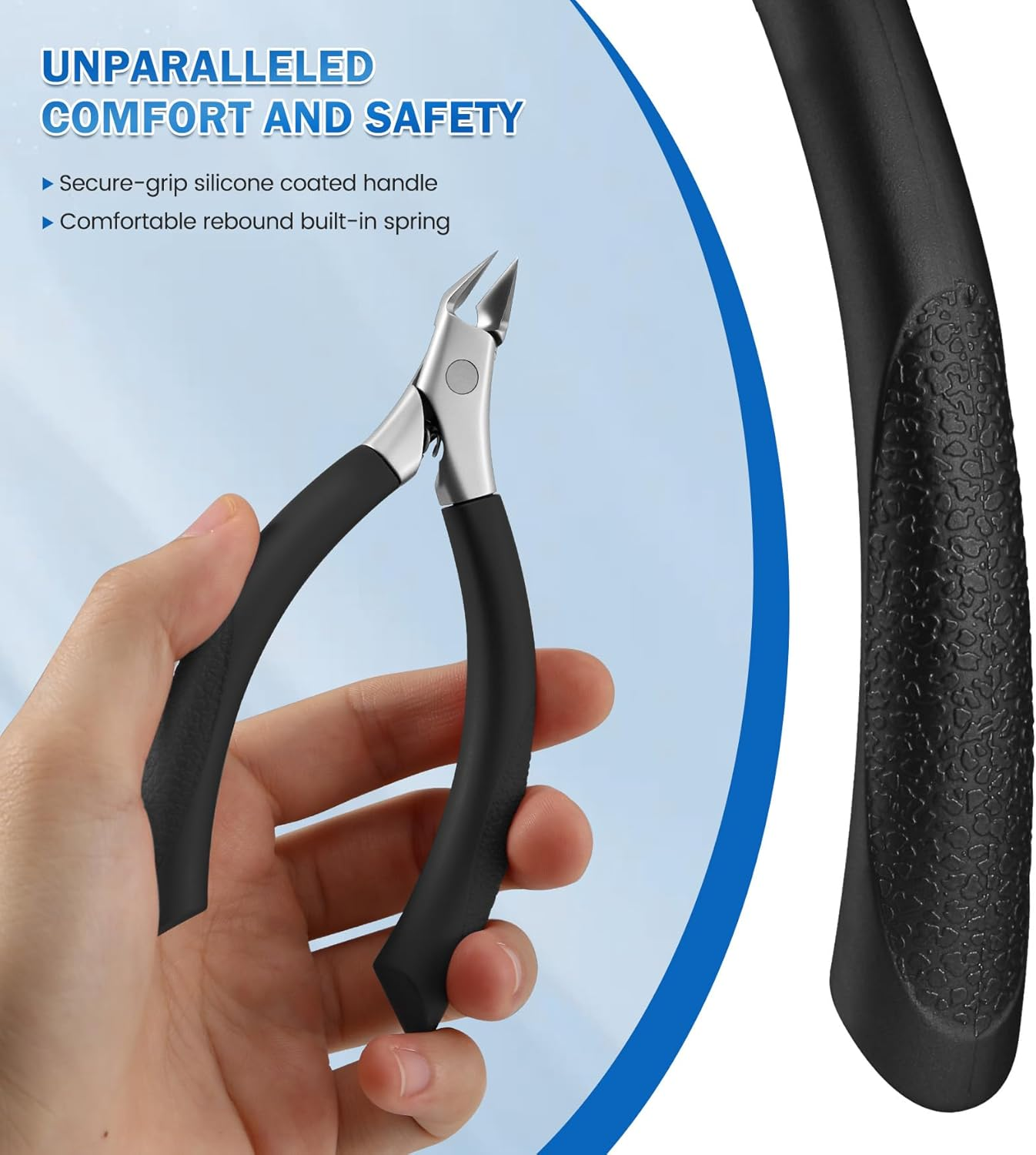 BEZOX Toenail Clippers for Ingrown Toenail Prevention, Straight Blade Podiatrist Nail Clippers for Thick Nails, Ergonomic Finger Nail Clippers for Adults, Seniors, Men and Women - Black - Red image number 7