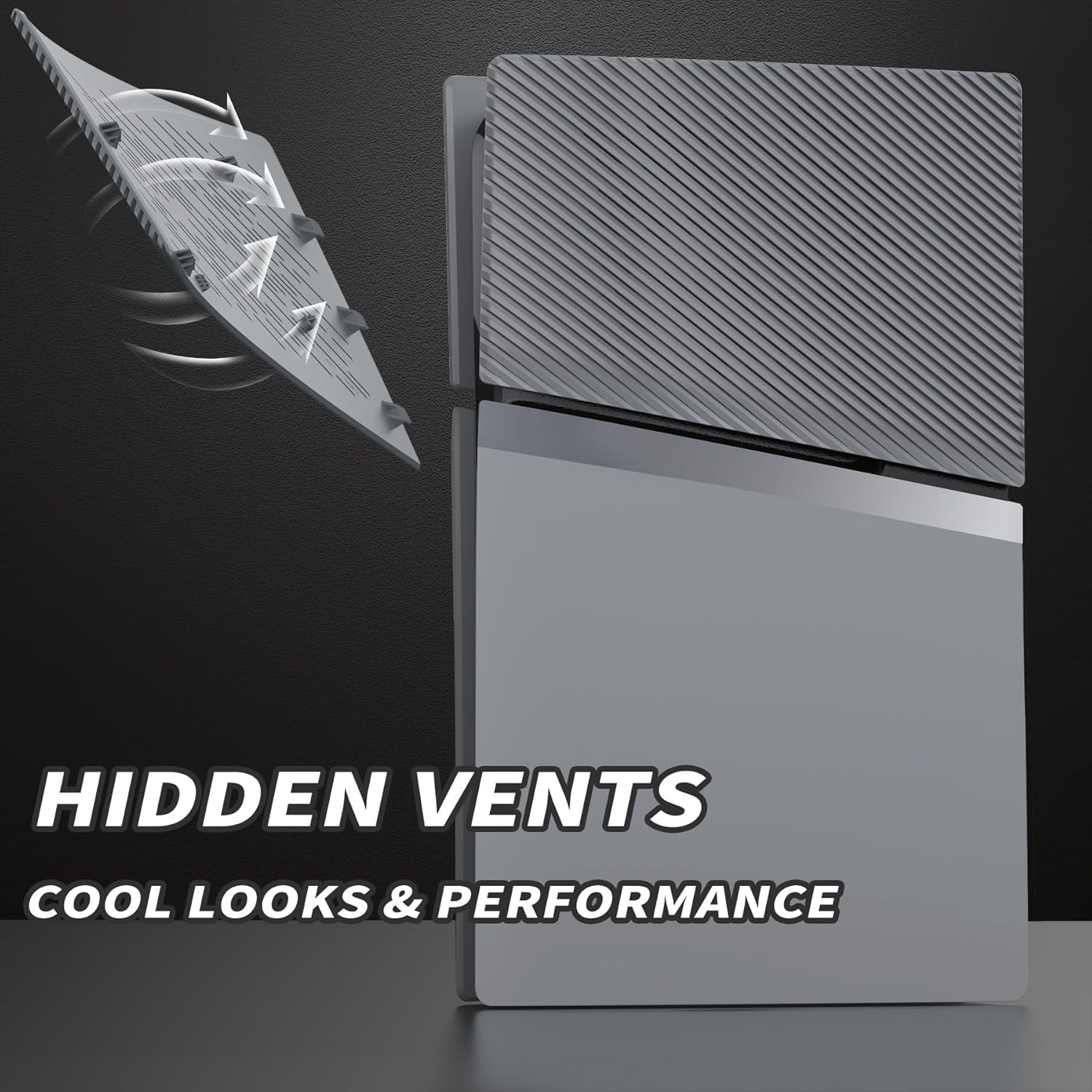 Extremerate Excover Console Replacement Top Bottom Cover Compatible with Ps5 Slim Digital Edition, Side Panel Faceplate Back Plate with Cooling Vent Compatible with Ps5 Slim Digital - New Hope Gray image number 5