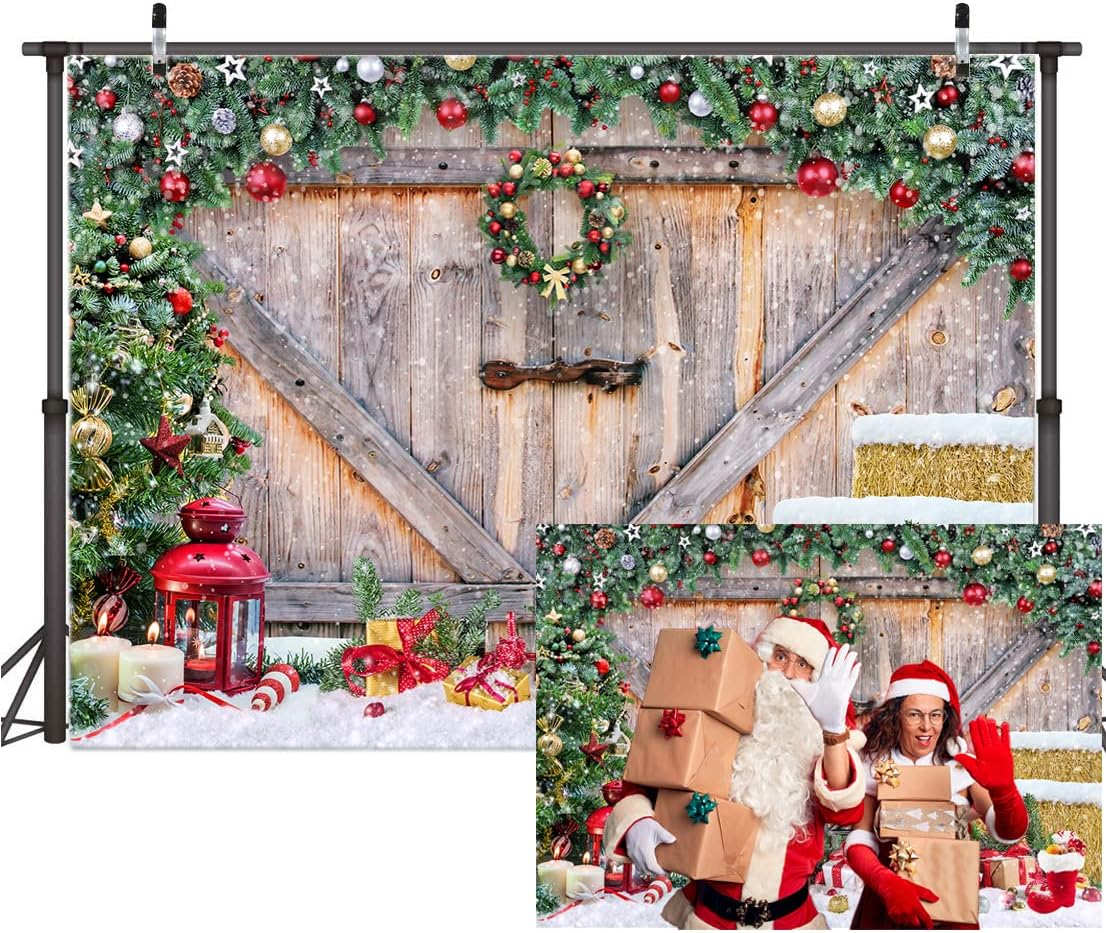 AIIKES 7X5Ft Christmas Backdrop Christmas Backdrops for Photography Christmas Wood Plank Photography Backdrop Christmas Tree Backdrop Home Party Decoration Backdrop 12-390 image number 2