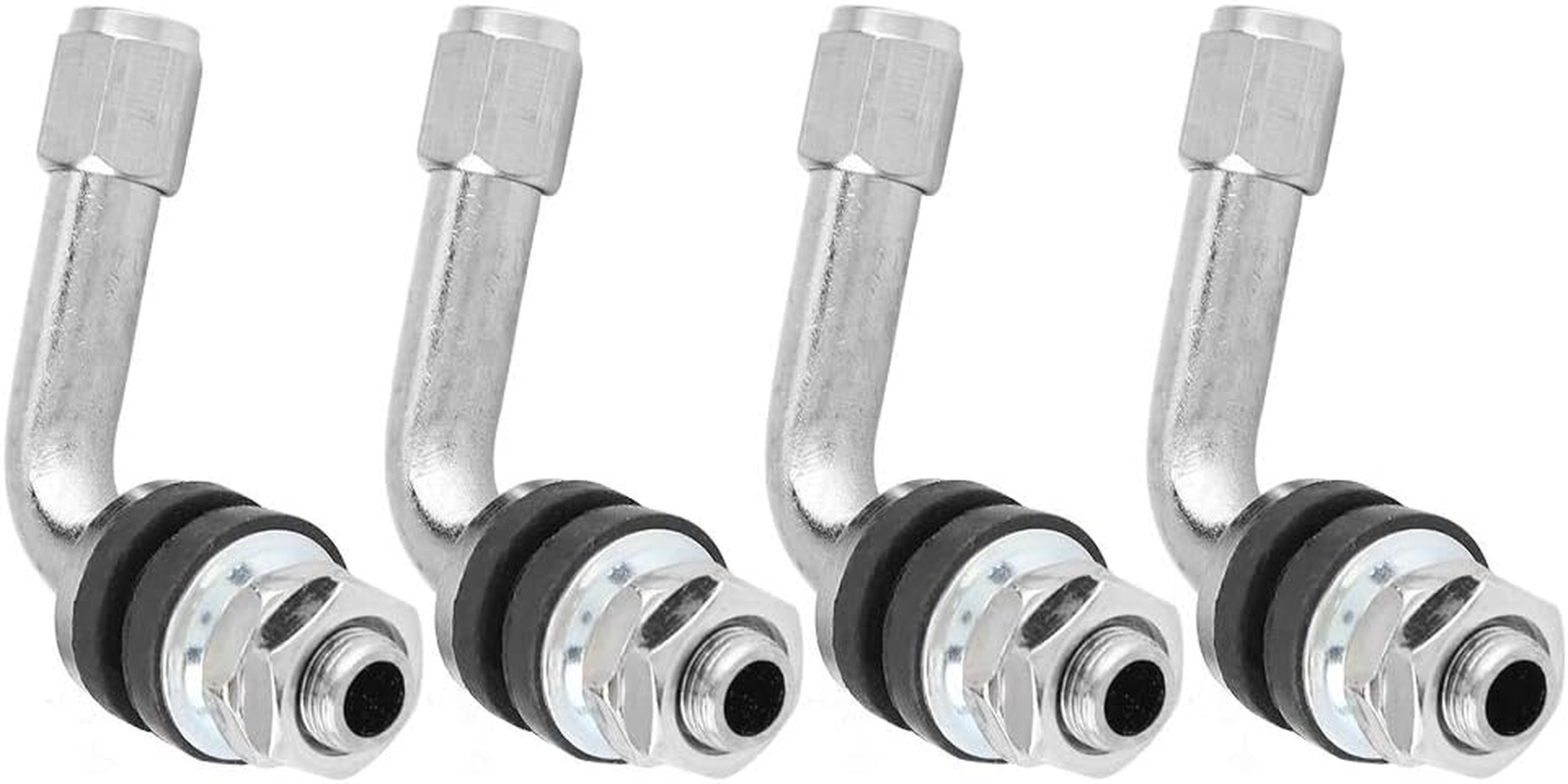 Tyre Valve Stem 4 Pcs 90 Degree Angle Car Motorcycle Tire Valve Stem Aluminum Alloy and Rubber Durable Automotive Wheel Tyre Adapter Tools image number 2