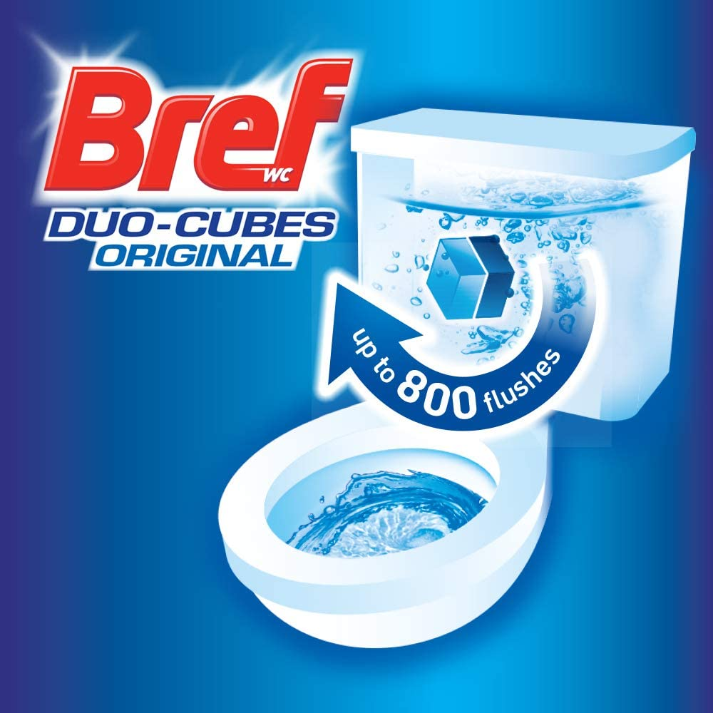Bref Duo Cubes Original, in Cistern Toilet Cleaner, Blue Water, 2X50G, 100G 100 Grams image number 4