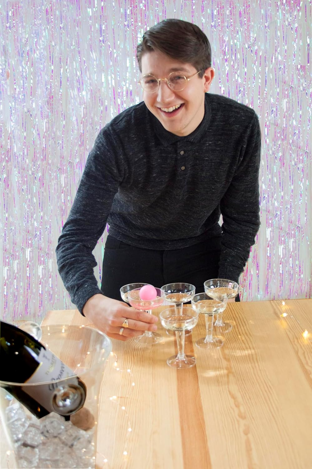 Talking Tables Prosecco Adult Drinking Includes Glasses & Ping Pong Balls | Games for Bachelorette Party, Girls Night, Birthday, Bridal Shower, NYE, Cham, 12 Glasses, Pink (Prose-Pong)