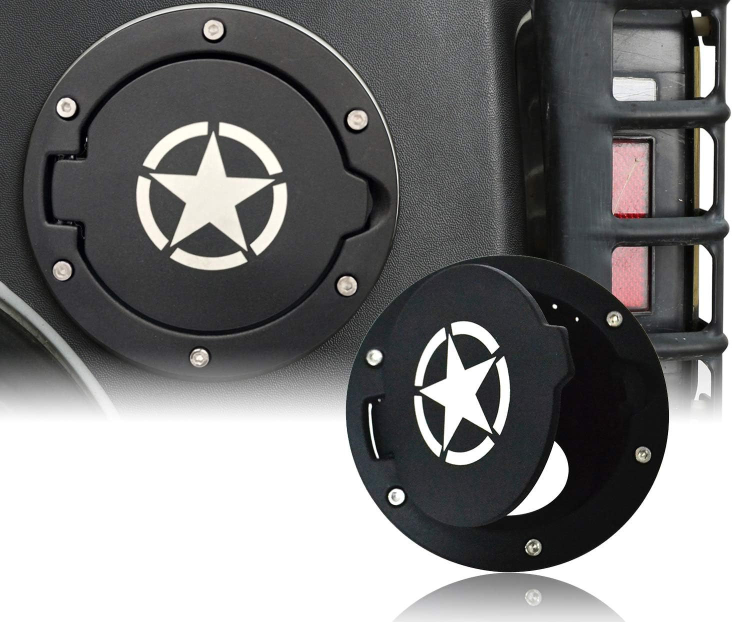 Opar Five Star Gas Cap Gas Tank Cover for 2007-2018 Jeep Wrangler JK & Unlimited