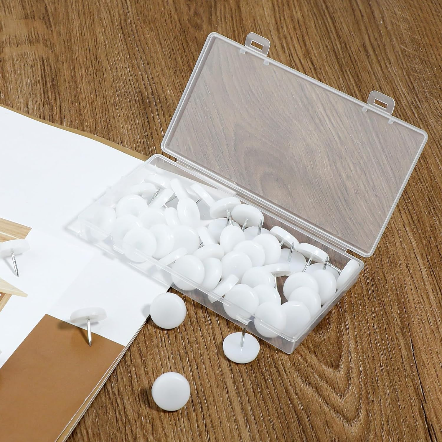 Pack of 50 Plastic Chair Gliders, 20 Mm, Floor Gliders, Furniture Gliders, Plastic Gliders, Floor Protection, Felt Gliders, Table Gliders with Nail for Furniture, Chair and Table Legs, White image number 5